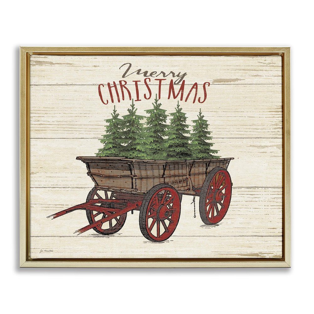 Stupell Industries Merry Christmas Tree Wagon, Design by Jo Moulton