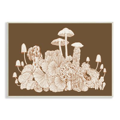 Stupell Industries Mushroom Cluster Sketch Brown Boho Forest Forage, Design by Ziwei Li