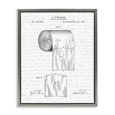 'Vintage Toilet Paper Roll Patent'| Floating Frame Canvas Art