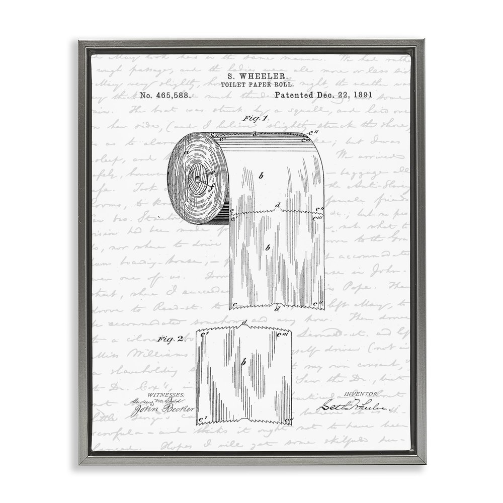 'Vintage Toilet Paper Roll Patent'| Floating Frame Canvas Art