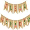 2pcs Christmas Banner Burlap Christmas Bunting Banner Letter Burlap Garland for Christmas Festival Party Supplies view 1