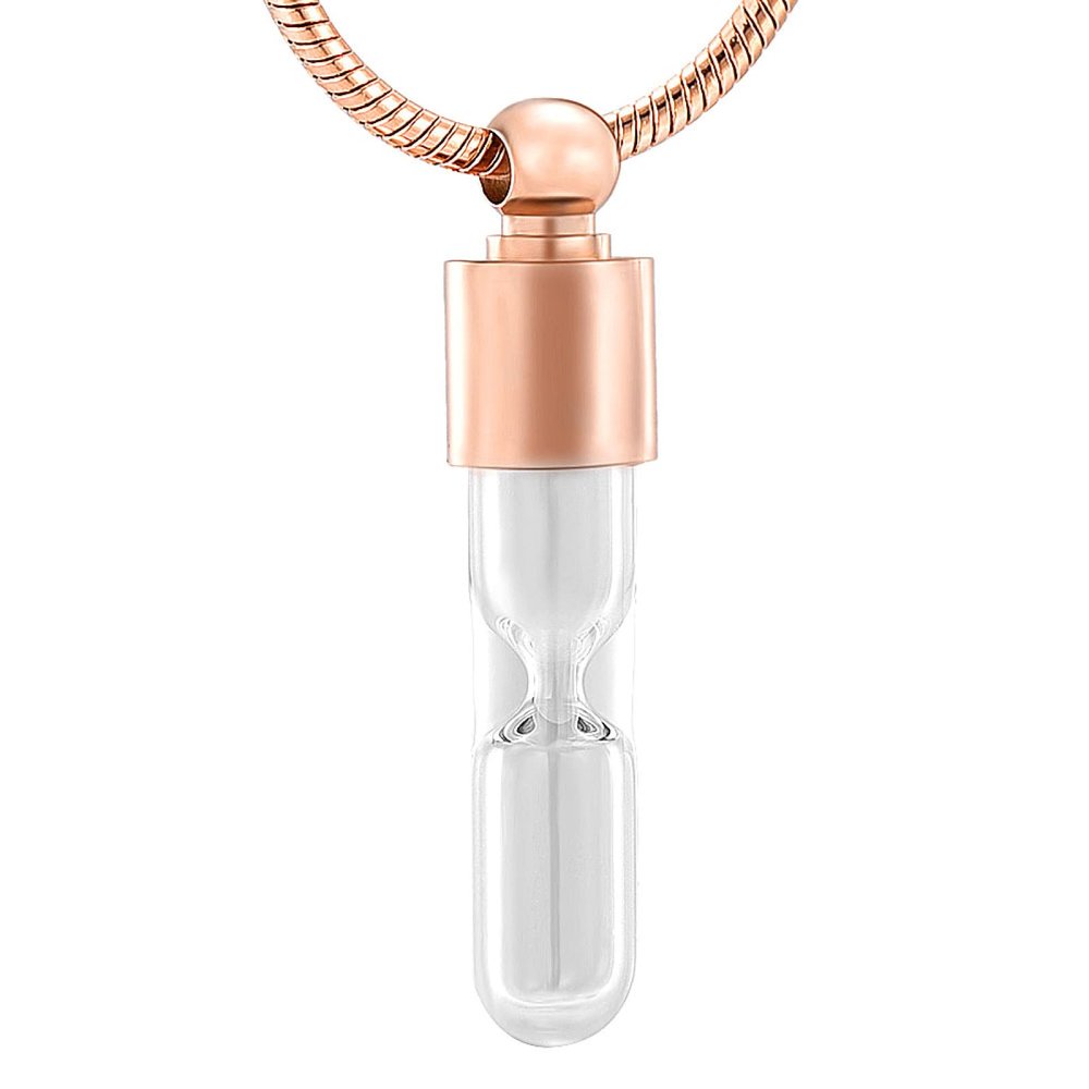 SHEIL Hourglass Cremation Necklace for Loved One/Pet Ashes - Keeping Memory Stainless Steel Keepsake Urn Jewelry Pendant,4