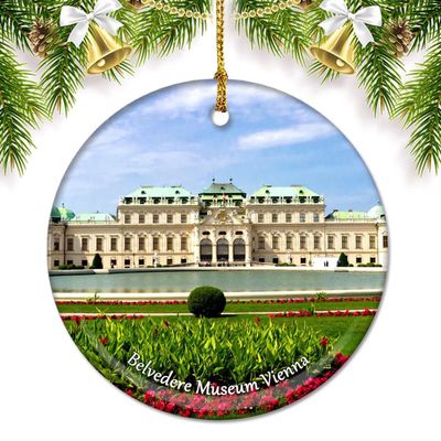 Austria Belvedere Museum Vienna Christmas Ornaments for Tree Ceramic Pendant Double Sided Ornament Decor Xmas Gifts Porcelain Travel Souvenirs