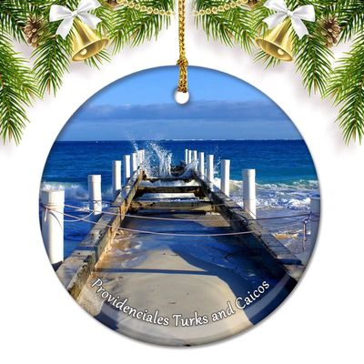 Providenciales Turks and Caicos Christmas Ornaments for Tree Ceramic Pendant Double Sided Ornament Decor Xmas Gifts Porcelain Travel Souvenirs