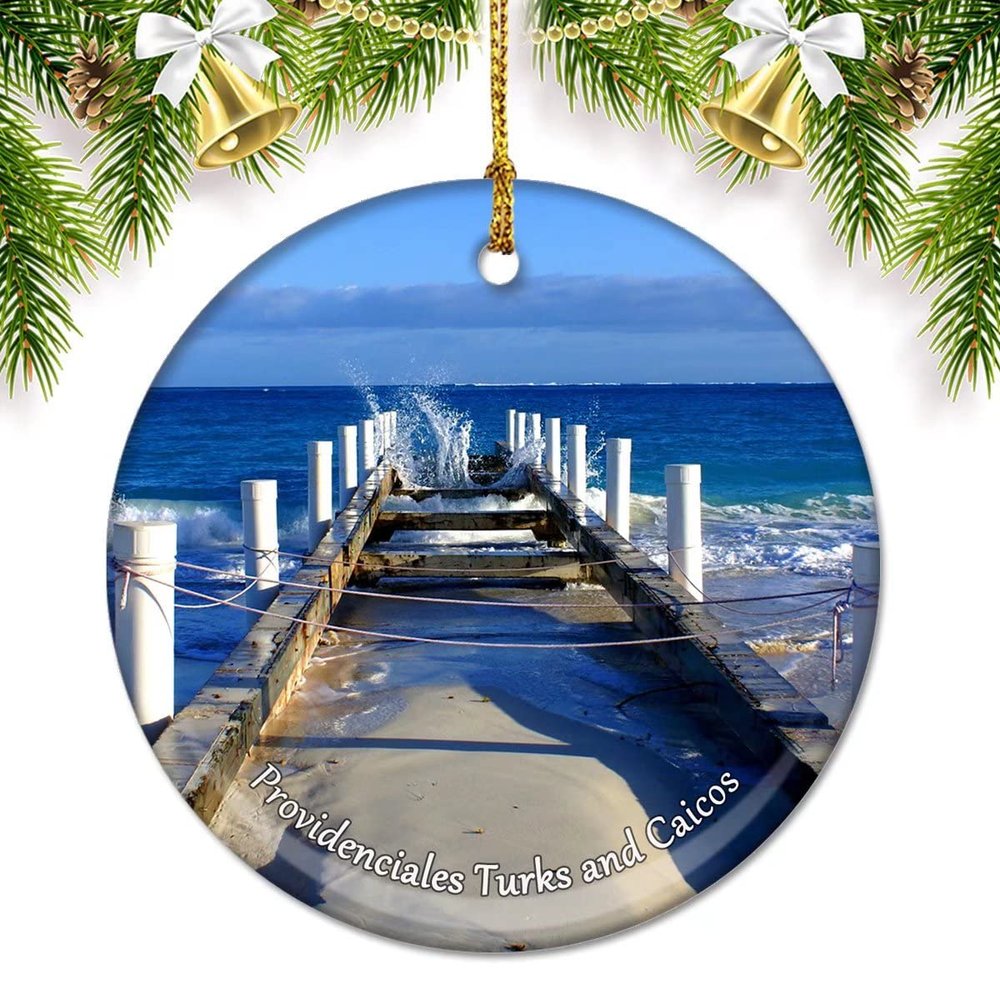 Providenciales Turks and Caicos Christmas Ornaments for Tree Ceramic Pendant Double Sided Ornament Decor Xmas Gifts Porcelain Travel Souvenirs