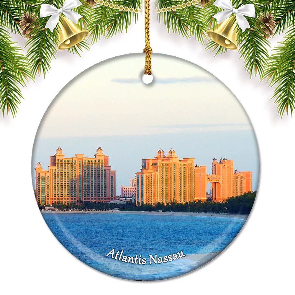Atlantis Nassau Bahamas Christmas Ornaments for Tree Ceramic Pendant Double Sided Ornament Decor Xmas Gifts Porcelain Travel Souvenirs