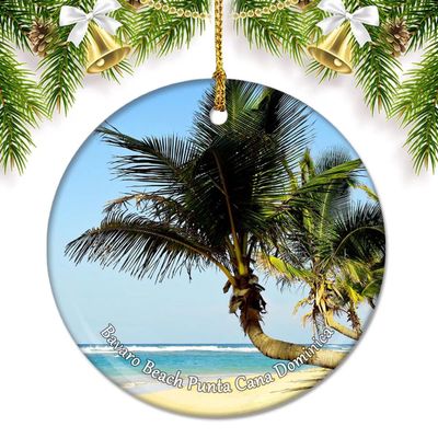 Bavaro Beach Punta Cana Dominica Christmas Ornaments for Tree Ceramic Pendant Double Sided Ornament Decor Xmas Gifts Porcelain Travel Souvenirs