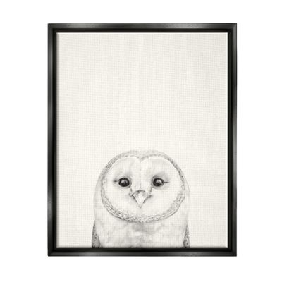 Stupell Industries Owl Portrait Grey Drawing Design, Floater Frame, Design by Victoria Borges