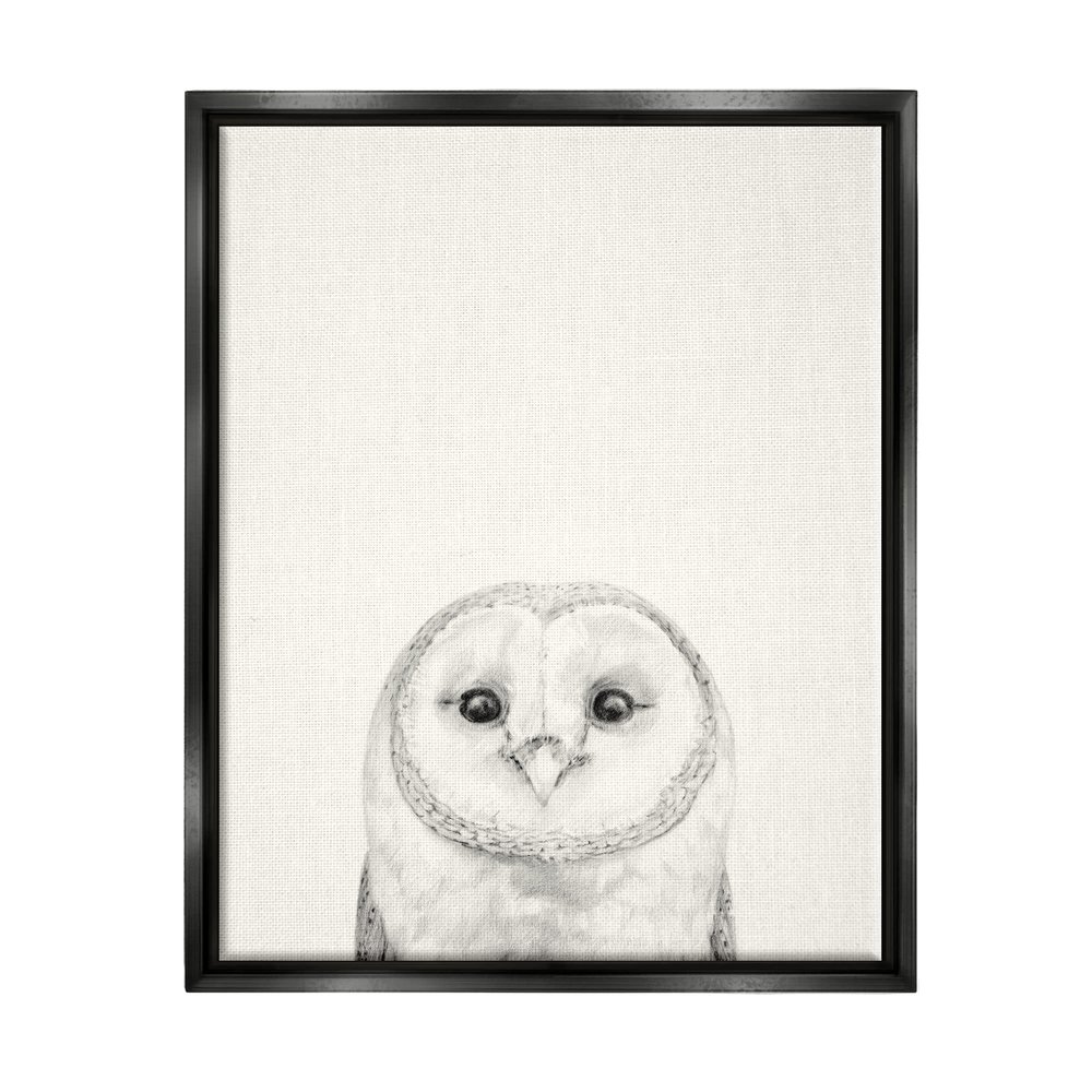 Stupell Industries Owl Portrait Grey Drawing Design, Floater Frame, Design by Victoria Borges