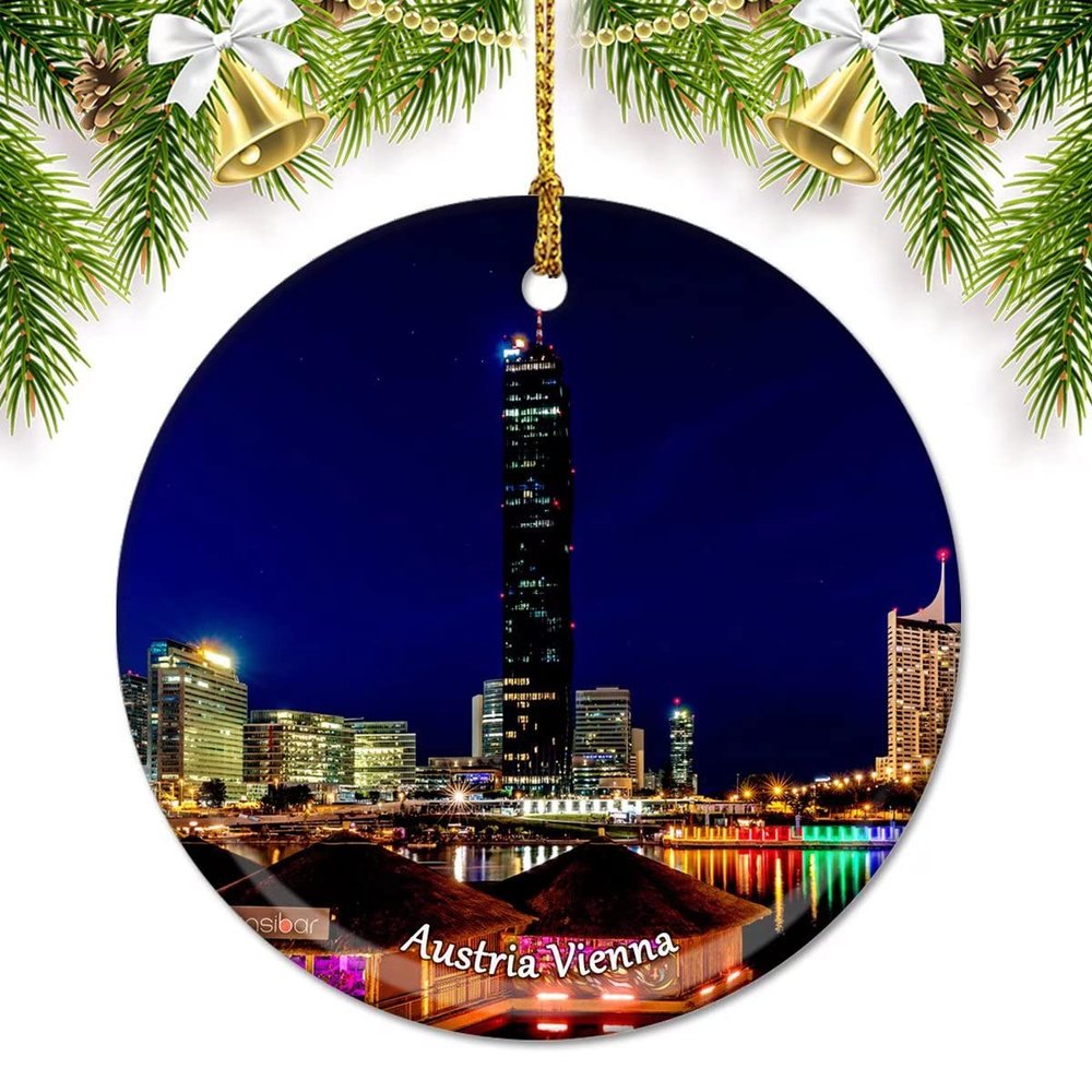 Austria Vienna Christmas Ornaments for Tree Ceramic Pendant Double Sided Ornament Decor Xmas Gifts Porcelain Travel Souvenirs