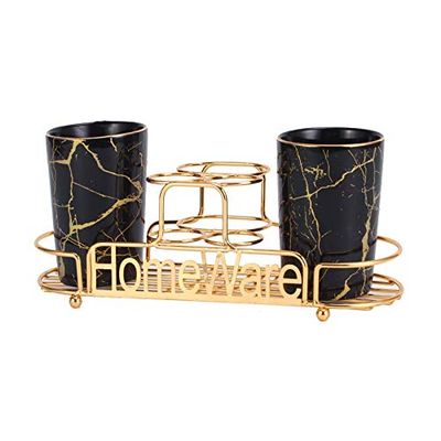 YQBUER Home Bathroom Accessories Set Marble Ceramics Bathroom Accessories Set Soap Toothbrush Holder Tumbler Lovers Water Cup Bathroom Storage Rack Suitable for Hotel bathrooms (Color : B)
