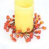 MSUIINT 6 Pcs Orange Berries Candle Rings, Christmas Votives Candle Holder Rings with Orange Berry Decor, Artificial Holly Berry Stem Wreath Rings for Halloween Thanksgiving Home Pillars view 2
