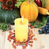 MSUIINT 6 Pcs Orange Berries Candle Rings, Christmas Votives Candle Holder Rings with Orange Berry Decor, Artificial Holly Berry Stem Wreath Rings for Halloween Thanksgiving Home Pillars view 4