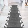 GRAPKS Modern Grey Carpet Runners for Hallway, Soft Touch Narrow Runner Rug - for Corridor, Kitchen, Bedroom, Living Room Entryway, Stair, 80x400cm (Size : 3.3 ft x 9.8 ft) view 2