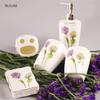 Bathroom Accessory Set Bathroom Accessory Set Ceramic Toothbrush Holder Lotion Bottle Soap Dish Bath Mouth Cup Five-Piece Set Suitable for Hotel Bathroom view 3