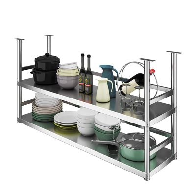 Hanging Floating Shelf, 304 Stainless Steel European Ceiling Hanger, Ceiling Mounted Storage Shelffor Bar, Restaurant, Hanging Decorative Stand, 6 Sizes (Size : 90 * 35 * 80cm)