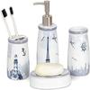 Bathroom Accessories Set 4 Piece Ceramic Bathroom Set Soap Dispenser Toothbrush Holder Tumbler Soap Dish for Hotel Bathroom view 1