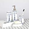 Bathroom Accessories Set 4 Piece Ceramic Bathroom Set Soap Dispenser Toothbrush Holder Tumbler Soap Dish for Hotel Bathroom view 3