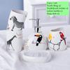 Home Bathroom Accessories Set Nordic Cute Animals Ceramic Bathroom Accessories Five-Piece Set Soap Dispenser Toothbrush Holder Suitable for Hotel bathrooms view 2