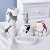 Home Bathroom Accessories Set Nordic Cute Animals Ceramic Bathroom Accessories Five-Piece Set Soap Dispenser Toothbrush Holder Suitable for Hotel bathrooms view 3