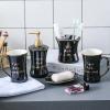 Bathroom Accessory Set Ceramic Bathroom Accessory Set Soap Dispenser Toothbrush Holder Mouthwash Cup Soap Dish for Hotel Bathroom (Color : G) view 1