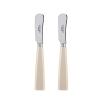 Sabre Paris - Set of 2 Spreader Knives 5.5 inches - Icne Collection - Perfect for Butter, Tapenades, Spreads - Stainless Steel & Acrylic - Dishwasher Safe - Pearly White view 1