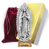 Our Lady of Guadalupe Fine Pewter Patron Saint Statue On Gold Tone Base, Made in The USA, 4-1/2" view 3