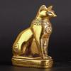 Ancient Egyptian statue of goddess Bastet cat heavy stone gold leaf hand painted made in Egypt. Bastet in her late form of a cat-headed woman, rather than a lioness view 3