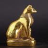 Ancient Egyptian statue of goddess Bastet cat heavy stone gold leaf hand painted made in Egypt. Bastet in her late form of a cat-headed woman, rather than a lioness view 4