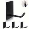 TONHTCAT Adhesive Hooks Heavy Duty, Long Stainless Steel Self Adhesive Wall Hook, Sticky Towel Hangers for Kitchen Bathroom, Waterproof Stick on Door Hooks for Hanging Key Hat Coat 4Pack(Black) view 1