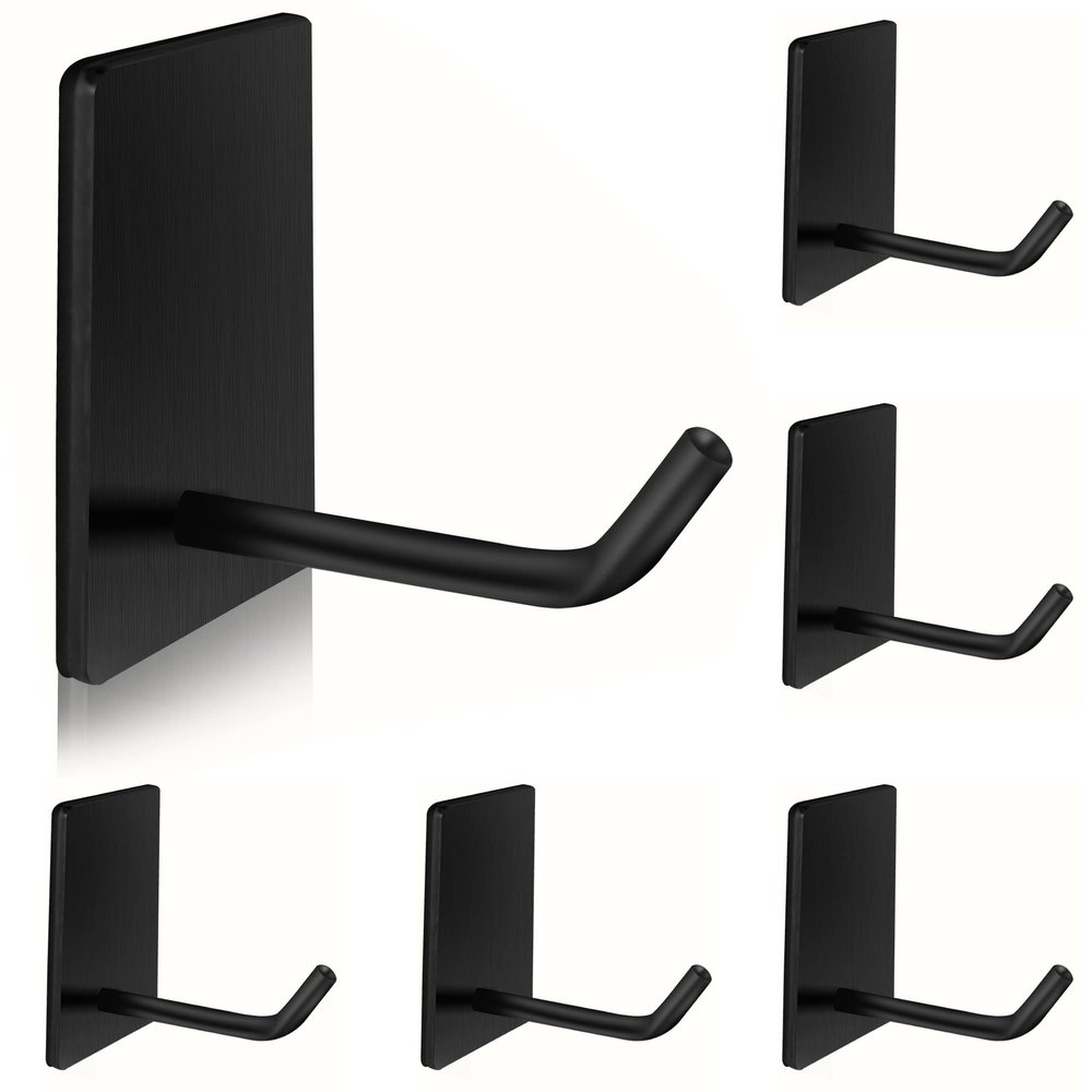 TONHTCAT Adhesive Hooks Heavy Duty, Long Self Adhesive Wall Hook, Sticky Towel Hangers for Kitchen Bathroom, Waterproof Stick on Door Hooks for Hanging Key Hat Coat