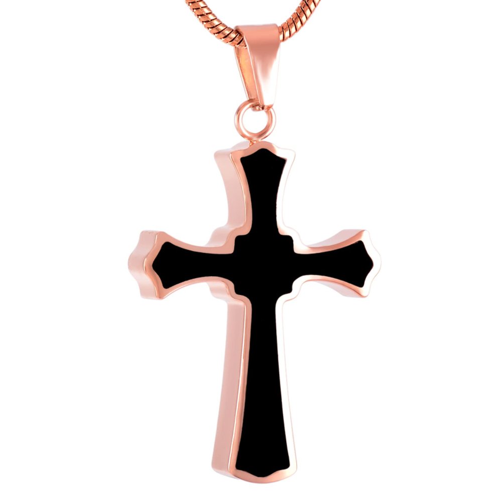 SHEIL Men's Jewelry Stainless Steel Cross Memorial Urn Pendant Keepsake Cremation Necklace for Ashes - Memorial Ash Keepsake,2