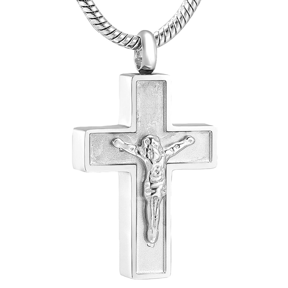 SHEIL Cross Stainless Steel Memorial Necklace for Ashes Keepsake Cremation Urn Jewelry for Women Men - Memorial Ash Keepsake,1