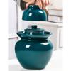 ZHOUXIAO Traditional Chinese Porcelain Pickle Jar, Green Thickened Fermentation Crock Pickling Pot,Fermenting Jar with Water Seal Airlock Lid Stoneware Fermenter for Kimchi S green-10KG view 3