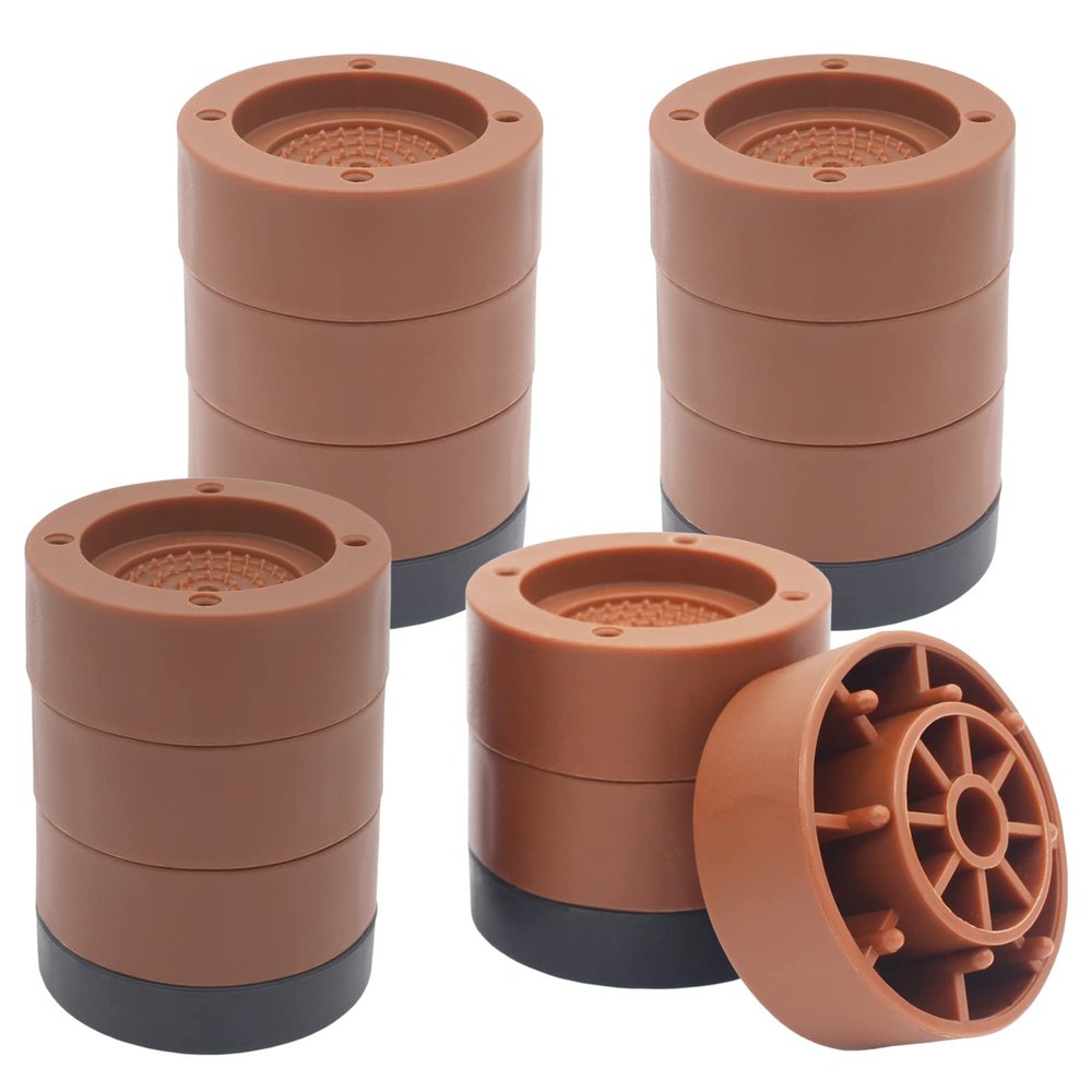 HANIHUA 4 Sets Brown Round Furniture Risers, Heavy Duty Bed Risers Lifts Height 1", 2", 3 inch, Adjustable Bed Lifts Risers for Bed Frame, Furniture, Sofa, Chair Risers Supports Up to 3,300 lbs