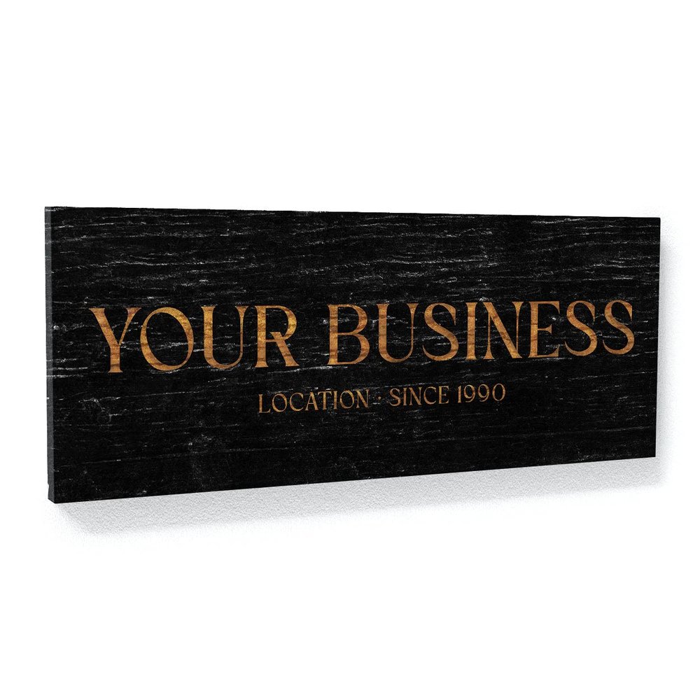 Sense Canvas Personalized Your Business Company Black Wood Custom Sign Canvas Art Your Shop - Home Decor Wall Art Print Poster Painting Small 20x8 / 0.75"
