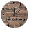 Lake the Lake Is My Happy Place Wall Clock Battery Operated Non Ticking Silent Wall Clocks Retro Weathered Distressed Board Hanging Clock for Living Room Kitchen Bathroom Birthday Gift 15-Inch view 1