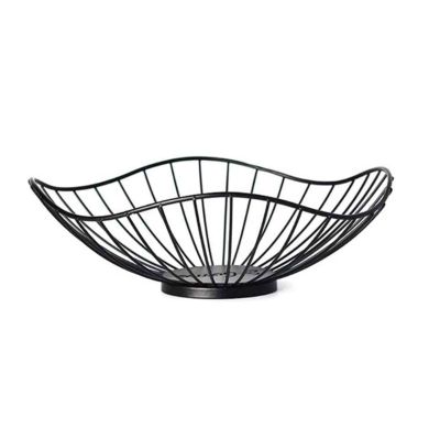 KDLK Fruit Bowl for Kitchen Counter Fruit Basket Creative Iron Fruit Bowl Countertop Storage Basket for Snacks Fruit Vegetables Kitchen Decorative Dish (Color : Black)