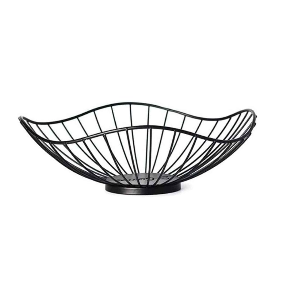 KDLK Fruit Bowl for Kitchen Counter Fruit Basket Creative Iron Fruit Bowl Countertop Storage Basket for Snacks Fruit Vegetables Kitchen Decorative Dish (Color : Black)