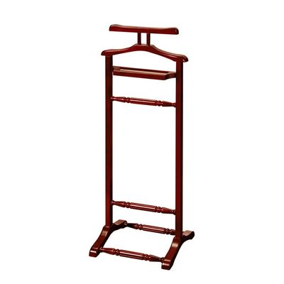 GXFWJD Valet Stand Wardrobe Wood Suit Valet Rack Mahogany Finish with Top Tray Contour Hanger Trouser Bar Tie & Belt for Both Living Room and Bed Room (Color : Wine red B, Size : 43x40x115cm)