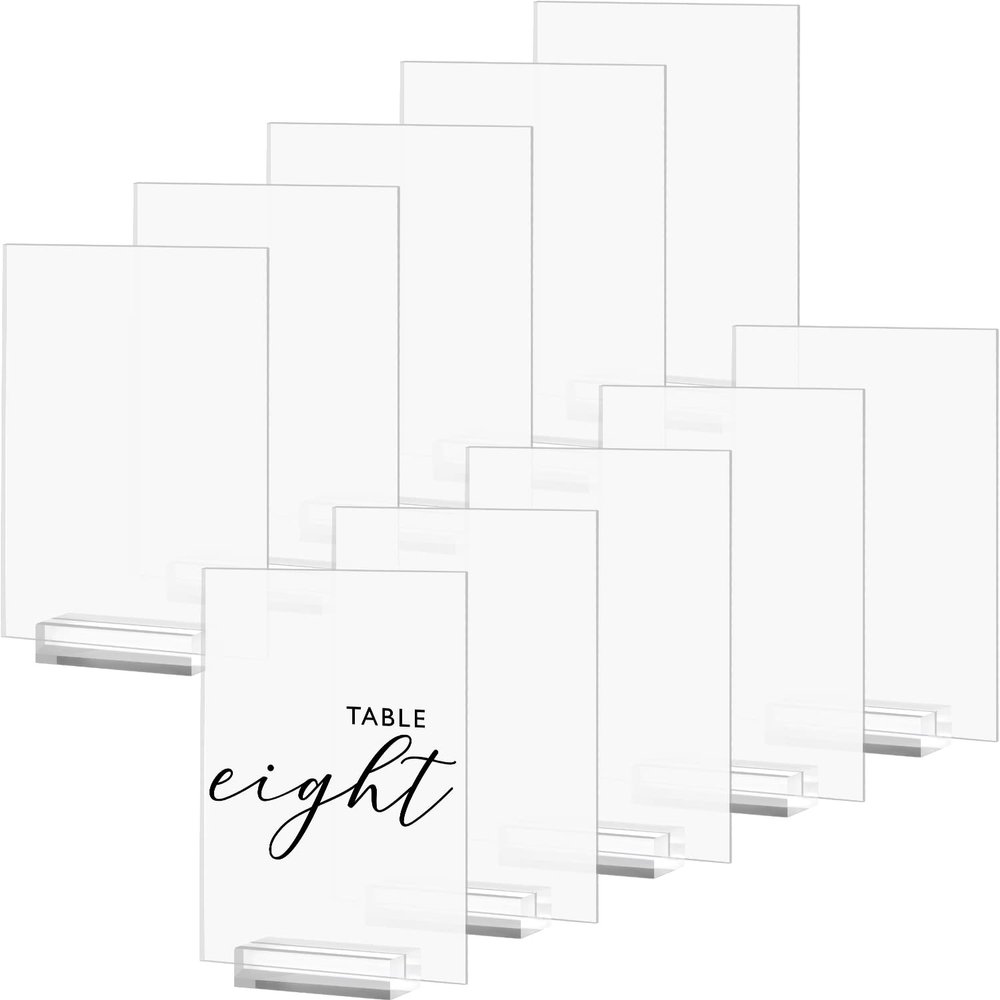 10 Pack Frosted Acrylic Sign with Stand-5x7 Inch Blank Rectangular Acrylic Signs with Holder, DIY Acrylic Sign Blank for Wedding Acrylic Table Numbers