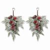 Wnvivi 2 Pcs Christmas Teardrop Floral Swag 15.7inch,Hanging Christmas Teardrop Wreath,Artificial Floral Swag with Pine Cones Red Berries view 1
