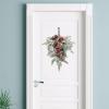 Wnvivi 2 Pcs Christmas Teardrop Floral Swag 15.7inch,Hanging Christmas Teardrop Wreath,Artificial Floral Swag with Pine Cones Red Berries view 2