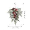 Wnvivi 2 Pcs Christmas Teardrop Floral Swag 15.7inch,Hanging Christmas Teardrop Wreath,Artificial Floral Swag with Pine Cones Red Berries view 4