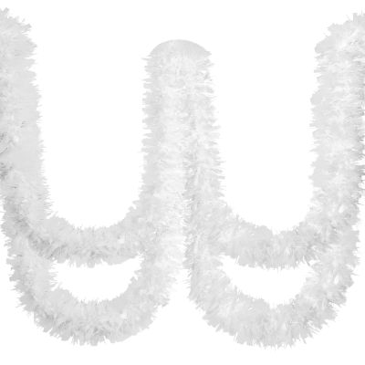 Dingion 59 Feet Mardi Gras Tinsel Garland Metallic Twist Garland Shiny Hanging Ornaments for Carnival Tree Party Supplies Indoor and Outdoor Decoration(Shinny,White)