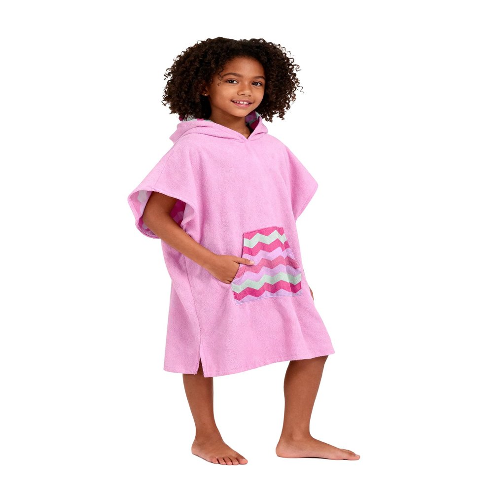 MissShorthair Towel Poncho for Kids, Hooded Beach Towel for Girl&Boy, Surf Poncho Swim Changing Robe Microfiber Bath Towel 11-14 Years Pink Stripes
