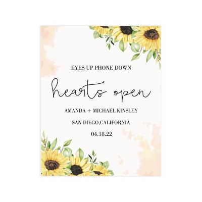 Eyes Up Phone Down Hearts Open Wedding Welcome Sign Personalized Mr&Mrs Last Name Unplugged Wedding Sign for Wedding Ceremony Personalized 20X16 Wedding Reception Poster Wedding Rehearsal Dinner Sign