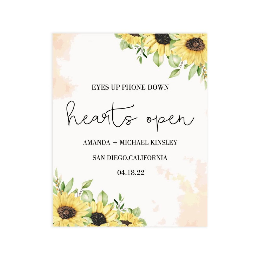 Eyes Up Phone Down Hearts Open Wedding Welcome Sign Personalized Mr&Mrs Last Name Unplugged Wedding Sign for Wedding Ceremony Personalized 20X16 Wedding Reception Poster Wedding Rehearsal Dinner Sign