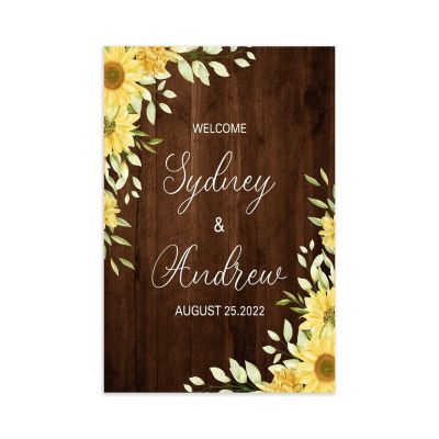 Welcome to Our Wedding Wedding Wood Sign Sunflowers Floral Framed Wedding Reception Signs Custom 18X12 Wedding Ceremony Sign Personalized Mr&Mrs Last Name Initials Est Wedding Wood Guestbook
