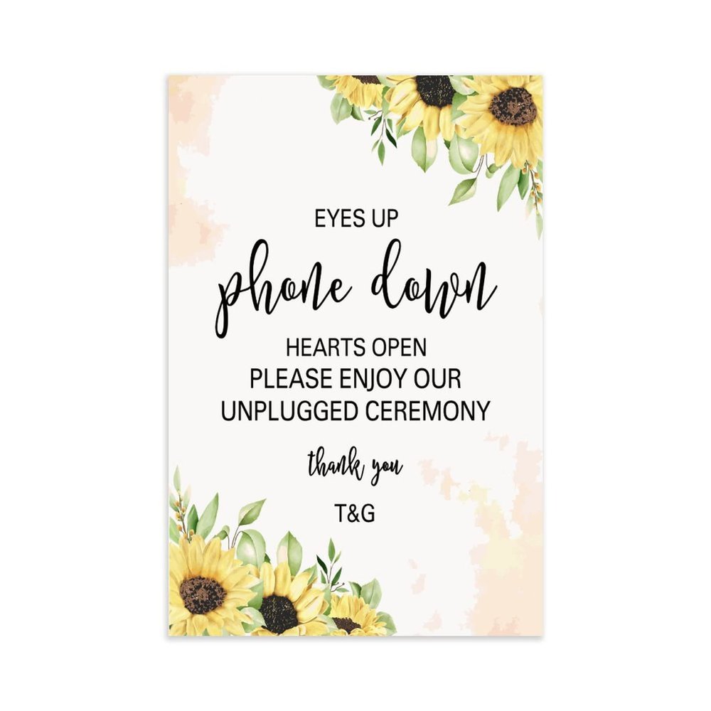 Eyes Up Phone Down Hearts Open Wedding Welcome Sign Date Wedding & Reception Decorations Custom 18X12 Wedding Sign for Wedding Ceremony Custom Initials Est Wedding Wood Guestbook